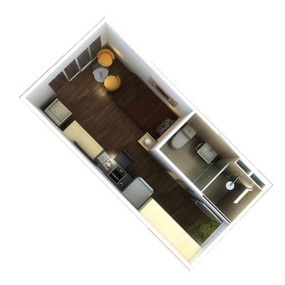 Casa prefabricada totalmente amueblada con 2 dormitorios Contenedor de lujo viviendo 20 FT Contenedor Casa con inodoro Contenedor de barco prefabricado