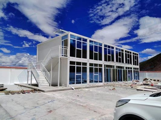 Casa prefabricada con pared de vidrio aislada Contenedor de oficina para el sitio de construcción de minería