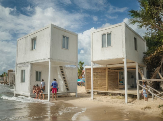 Casas prefabricadas de metal con pared de aislamiento de lana de roca de 75 mm