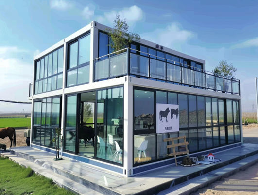 Boxspace 20ft moderno personalizado Contenedor Desmontable Casa 40ft casa portátil con pared de vidrio grande