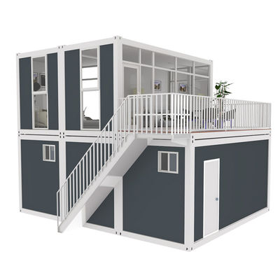 BOX SPACE de 2 pisos Contenedor de envío de 40 pies Casa con garaje de lujo Contenedor de envío modular Casa de 2 camas Diseño